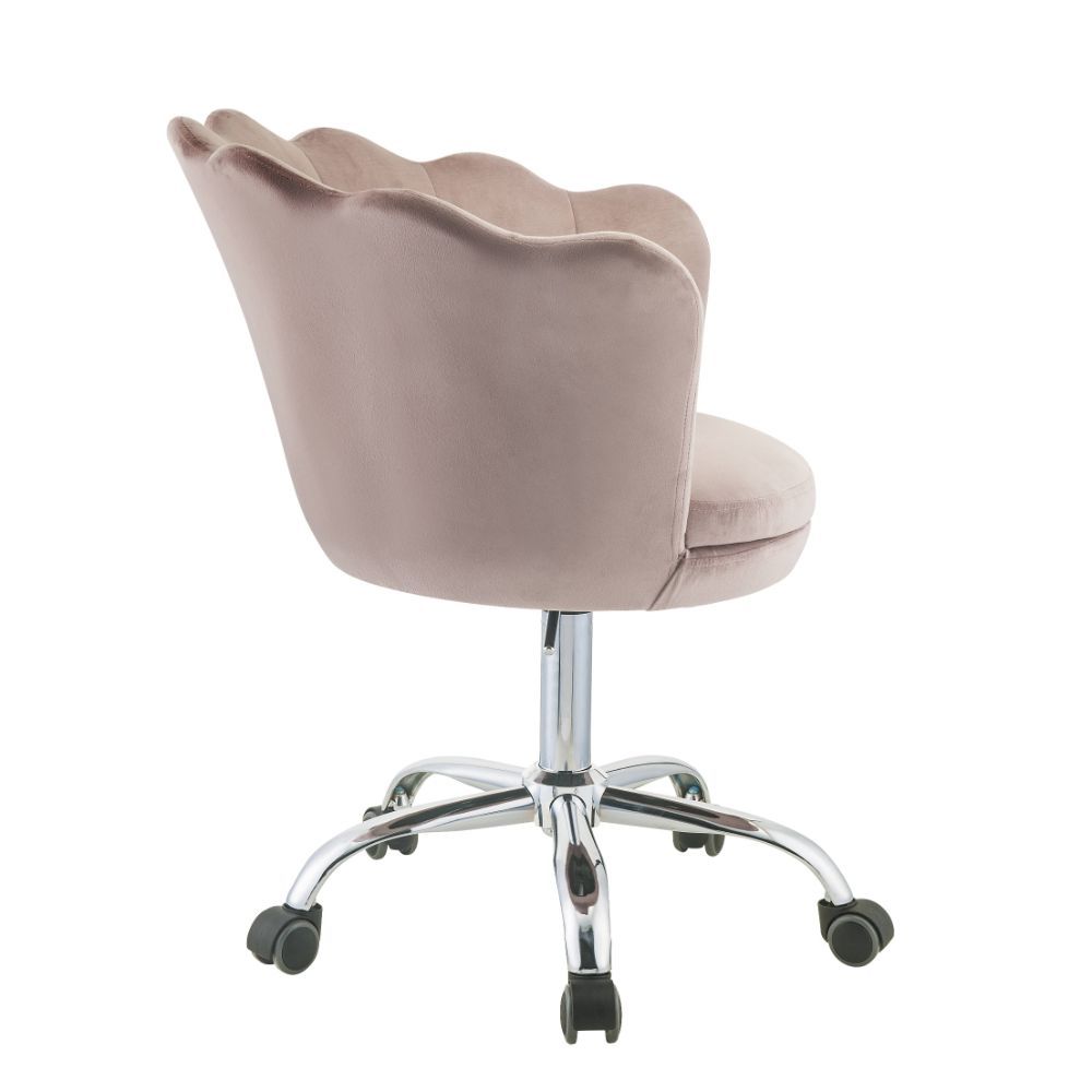 KD, Armless Office Chair w/Swivel (360 Degrees) â€¢ Adjustable Height () â€¢ Padded SEAT & BACK: Velvet () â€¢ â€¢ Bucket Backrest (Inside Channeled Tufted) â€¢ Armless â€¢ Inner Frame: Wood, Foam â€¢ Metal 5-Star Base w/Casters: Chrome Finish<br/><br/><b
