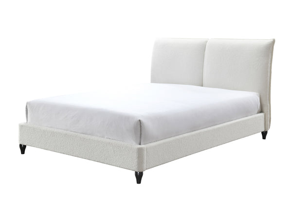 This lush contemporary bed frame is the perfect place to end your day. On trend boucle upholstery is stylish and timeless. Optional decking boards let you decide whether or not to use a box spring.<h4><b>Jenn - Queen Headboard And Footboard - White</b></h