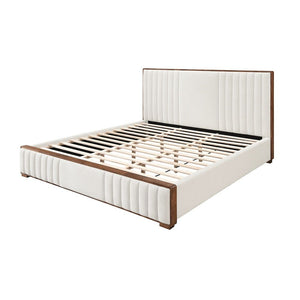 Kaleea - Eastern King Bed - Beige & Walnut