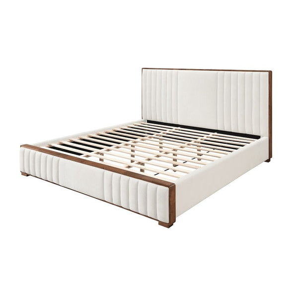 Kaleea - Eastern King Bed - Beige & Walnut