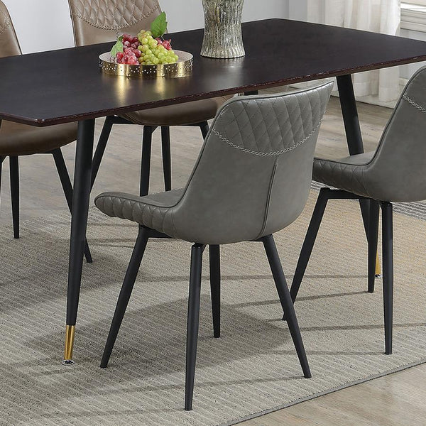  this swivel dining chair is a stylish statement piece. Wrapped in soft grey fabric upholstery