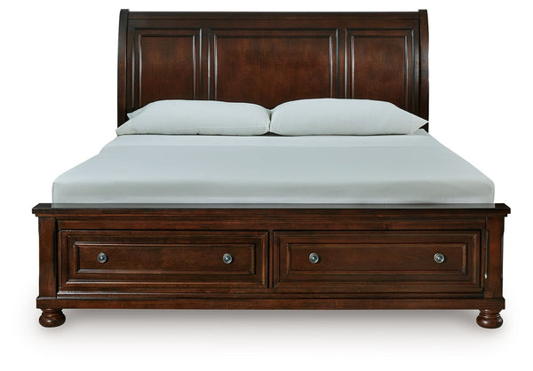 Porter - Rustic Brown - California King Sleigh Storage Bed