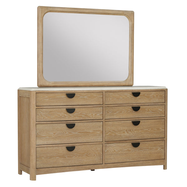 Escape - Bedroom Queen Panel Bed With Dresser And Mirror - Glazed Natural Oak