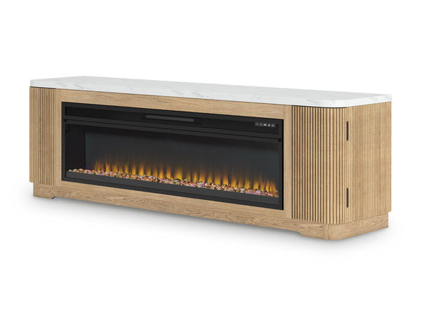 Camdill - Light Brown - 80" TV Stand With Electric Fireplace
