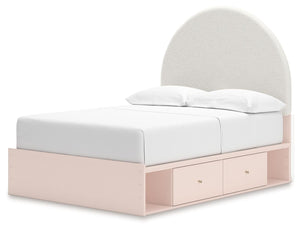 Wistenpine - Blush - Full Upholstered Panel Bed With Under Bed Storage