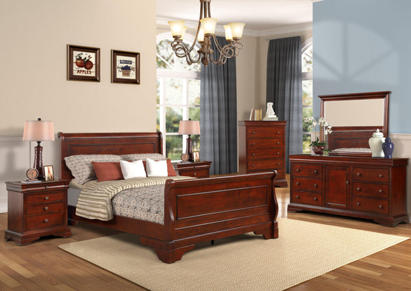 perfect for transforming your bedroom into a refined retreat. This set includes a beautifully crafted wood sleigh bed