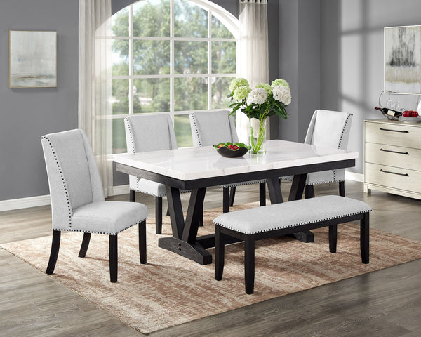 Varley - 6 Piece Dining Room Set - White / Gray