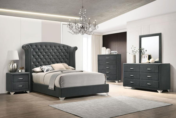 Melody - Upholstered 2-Drawer Nightstand - Gray