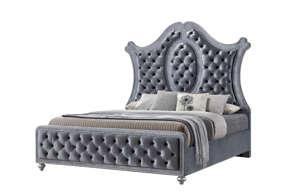 Voltare - Queen Bed<h4><b>Cameo - Queen Headboard - Gray</b></h4> <table width="100%"><colgroup><col style="width: 30%"> <col style="width: 70%"> </colgroup> <tbody> <tr> <td>Dimensions</td> <td> 63.63"L x 88.75"D x 76.63"H</td> </tr> <tr> <td>Weight</td>