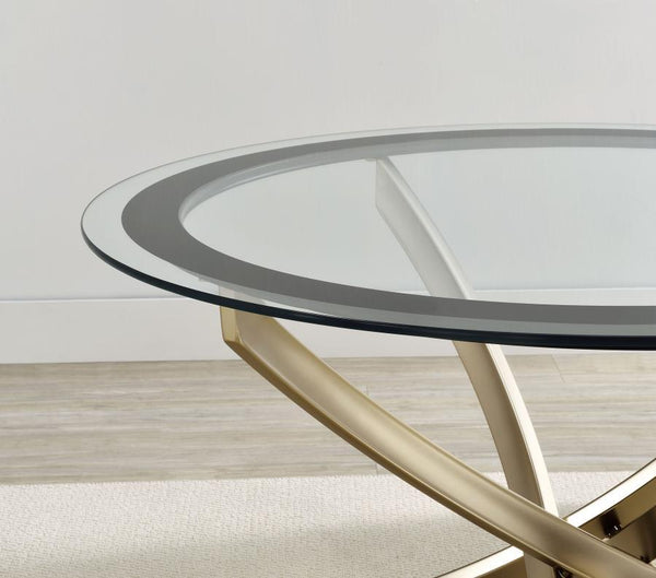 Brooke - Round Glass Top Side End Table Metal Base - Brass