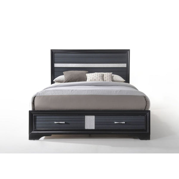  clean lines and contemporary style. Features panel headboard