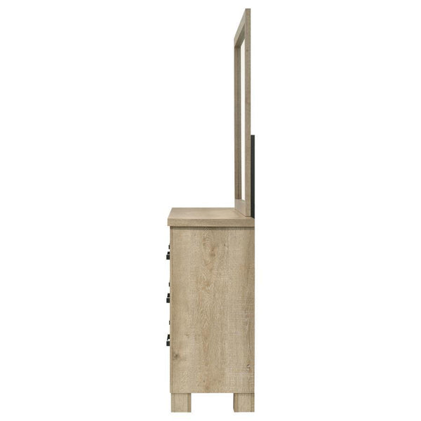 Oakglen - 6-Drawer Bedroom Dresser And Mirror - Weathered Oak