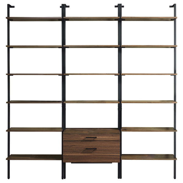 Owens 3-piece 96-inch Wall Mounted Bookshelf Set Walnut