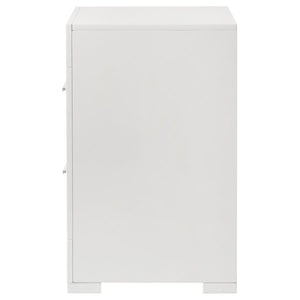 Ives - 2-Drawer Nightstand Bedside Table - White High Gloss