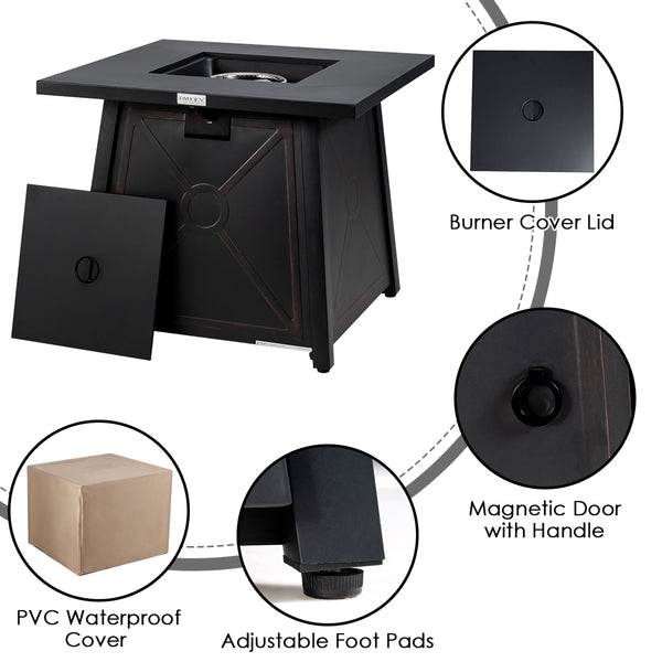 Â Will be delivered in 5 boxes so the arriving time may be different<br>Â 2 screw bags included  one in box 1 of the sofa set and another in the box of fire pit table<br>Â 50 000 BTU heat output brings much warmness<br>Â Premium igniting device is simple 