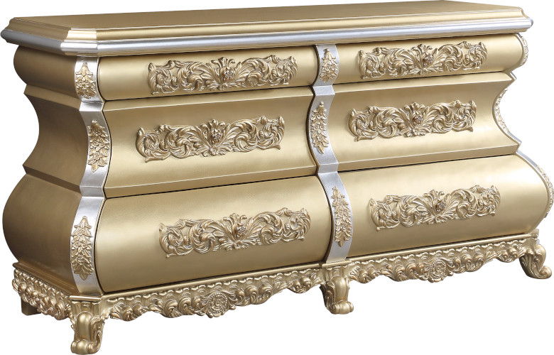 Seville - Chest - Beige - 46-"<br/><br/><b>Product Features</b><ul><li>Button Tufted</li><li>Hollow Carving & Upholstery Headboard</li><li>Scrolled Floral & Upholstery Footboard</li><li>Feltlined Drawer</li><li>Metal Side Drawer Glide</li><li>2/3 Drawer E