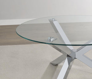 Kenzie - Round Tempered Glass Top End Side Table - Chrome
