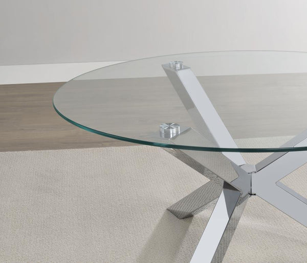 Kenzie - Round Tempered Glass Top End Side Table - Chrome