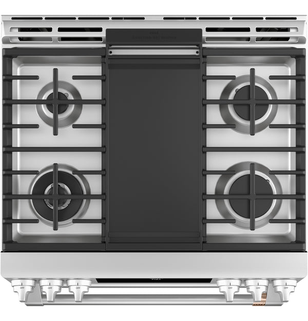 Café™ 30" Smart Slide-In, Front-Control, Gas Double-Oven Range with Convection