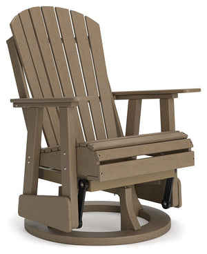 Drift away from everyday worries and into outdoor bliss with this swivel glider chair. Dressed in an inviting driftwood hue, the Adirondack-inspired design has a classic feel. It weathers sunny summer days and cozy winter nights with durable MEGA-TUFFÂ® H