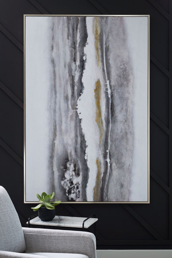  this wall art adds abstract flair to your decor. Its neutral hues and metallic touches have the versatility to pair with a variety of contemporary aesthetics. And when you need a fresh perspective