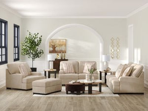 Modern comfort meets classic staying power in this ottoman. Kick back and stay cozy during morning lounging and movie nights with its luxuriously soft fabric. This ottoman-'s versatile upholstery adapts to your existing decor, so you can effortlessly upda