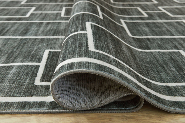 Elderland - Black / Gray - Washable Large Rug