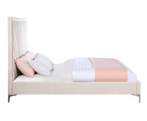 Faiz - Queen Bed - Beige Velvet