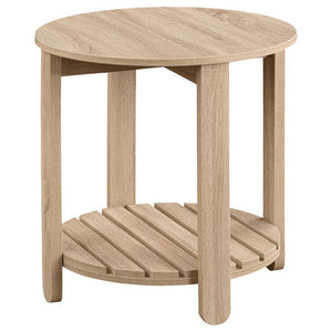 Fowler - 1-Shelf Round Engineered Wood Side End Table - Natural