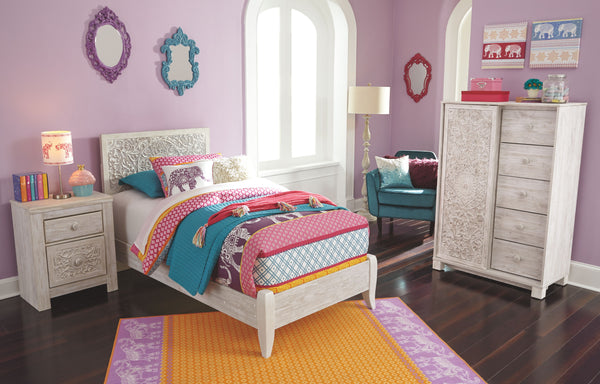 Paxberry - Whitewash - Twin Panel Bed