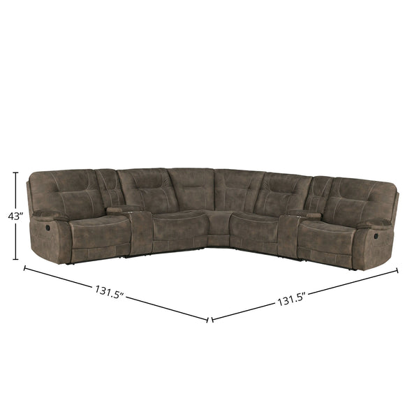 Cooper - 7 Piece Modular Manual Reclining Sectional - Shadow Brown