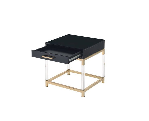 with clear acrylic legs that elegantly frame the design. The metal 