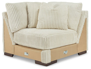 This wedge is made with polyester upholstery. Pairs with other items in the series to make a sectional.<br><br><b>Additional Dimensions</b><br><ul><li>Seat depth: 28-"</li><li>Seat height: 21-"</li><li>Top of cushion to top of back: 19-"</li><li>Leg heigh