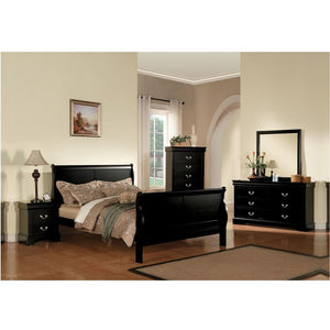  and antique gray finish. 5 Drawers with brushed nickel metal hardware and center metal glides offer ample space for your clothes