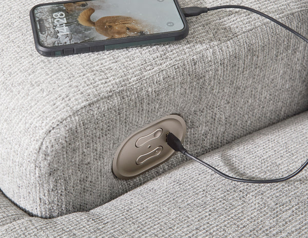 Acklen Place - Pewter - 3-Piece Power Reclining Sectional With RAF Power Reclining Back Chaise
