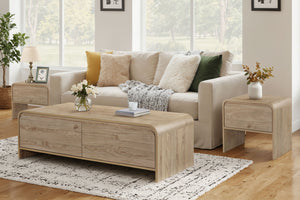  featuring one coffee table and two end tables. Crafted from eco-friendly manufactured wood and covered in a durable