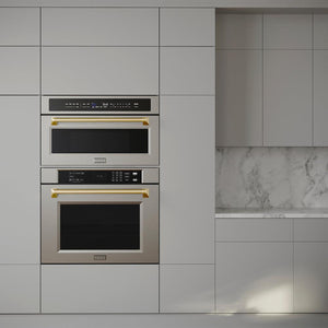 ZLINE Autograph Edition 30” 1.6 cu ft. Built-in Convection Microwave Oven in Stainless Steel and Gold Accents