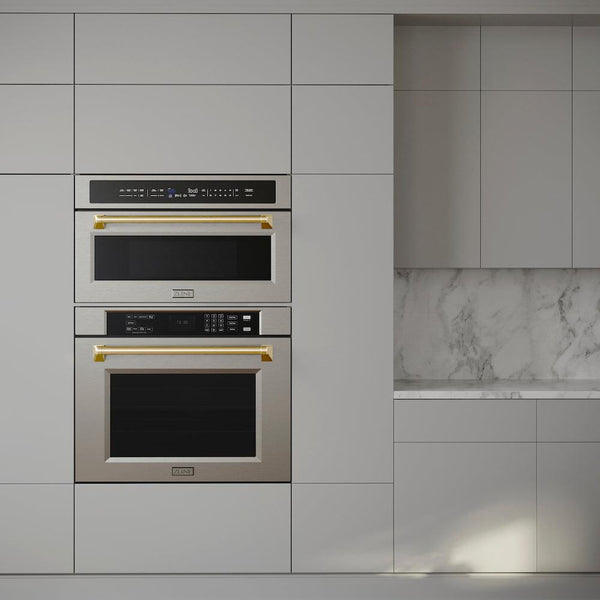 ZLINE Autograph Edition 30” 1.6 cu ft. Built-in Convection Microwave Oven in Stainless Steel and Gold Accents