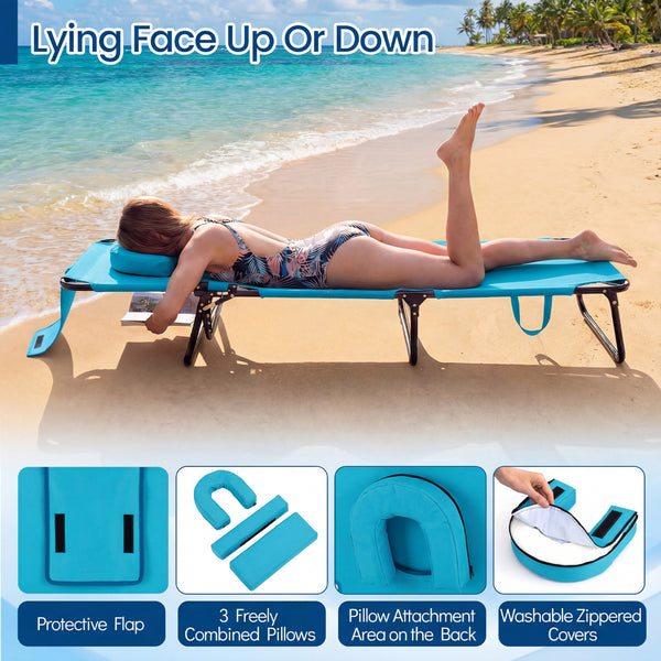4-position adjustable backrest allows you to sit up  recline  and lay down<br>Safe locking device for firm backrest fixation<br>Powder-coated metal frame with U-shaped legs for extra sturdiness<br>Made of 500D Oxford fabric  wear-resistant and breathable<