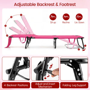 4-position adjustable backrest allows you to sit up  recline  and lay down<br>Safe locking device for firm backrest fixation<br>Powder-coated metal frame with U-shaped legs for extra sturdiness<br>Made of 500D Oxford fabric  wear-resistant and breathable<