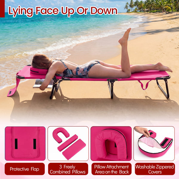 4-position adjustable backrest allows you to sit up  recline  and lay down<br>Safe locking device for firm backrest fixation<br>Powder-coated metal frame with U-shaped legs for extra sturdiness<br>Made of 500D Oxford fabric  wear-resistant and breathable<