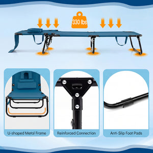 4-position adjustable backrest allows you to sit up  recline  and lay down<br>Safe locking device for firm backrest fixation<br>Powder-coated metal frame with U-shaped legs for extra sturdiness<br>Made of 500D Oxford fabric  wear-resistant and breathable<
