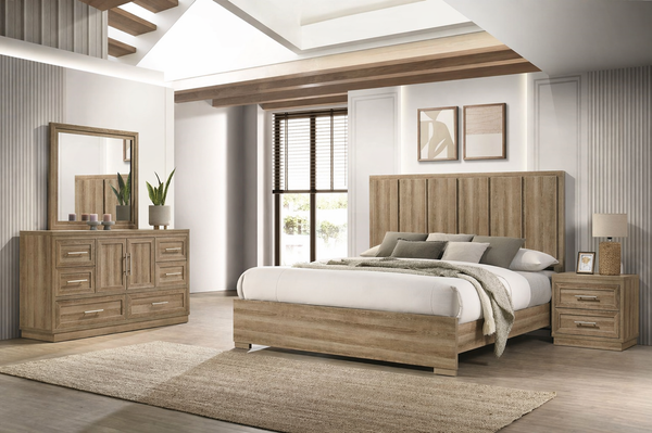 Sierra 4pc Queen Bedroom Set (Includes: Bed, Dresser, Mirror & 1 Nightstand)