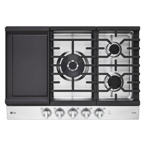 30” Smart Gas Cooktop with UltraHeat™ 22K BTU Dual Burner and LED Knobs