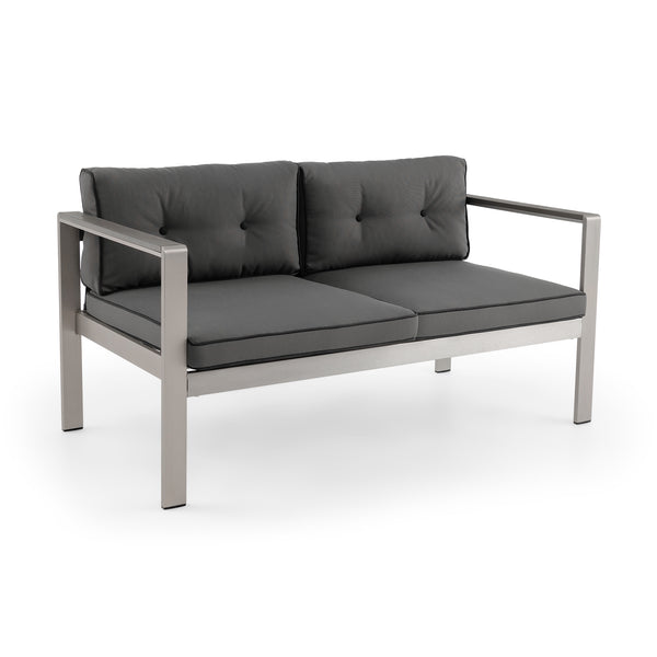 Wide sitting area allows you to sit at ease<br>Soft seat and back cushions bring more comfort<br>Hook and loop fastener connect the cushions as a whole<br>Zipper design for easy maintenance of the cushion covers<br>Aluminum frame is sturdy yet lightweight