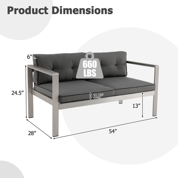 Wide sitting area allows you to sit at ease<br>Soft seat and back cushions bring more comfort<br>Hook and loop fastener connect the cushions as a whole<br>Zipper design for easy maintenance of the cushion covers<br>Aluminum frame is sturdy yet lightweight