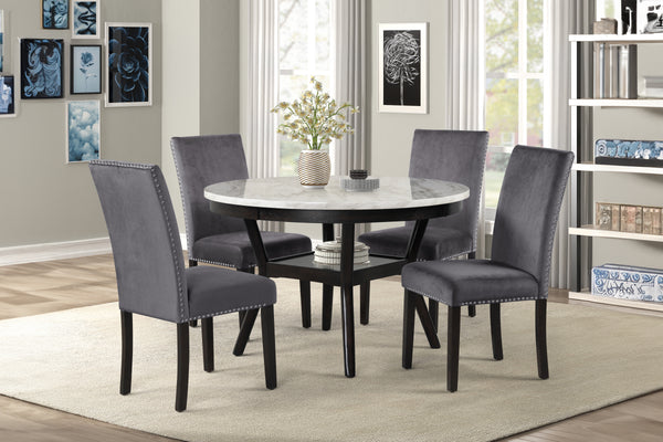 Celeste - Round Dining Table With 4 Chairs - Black / Gray