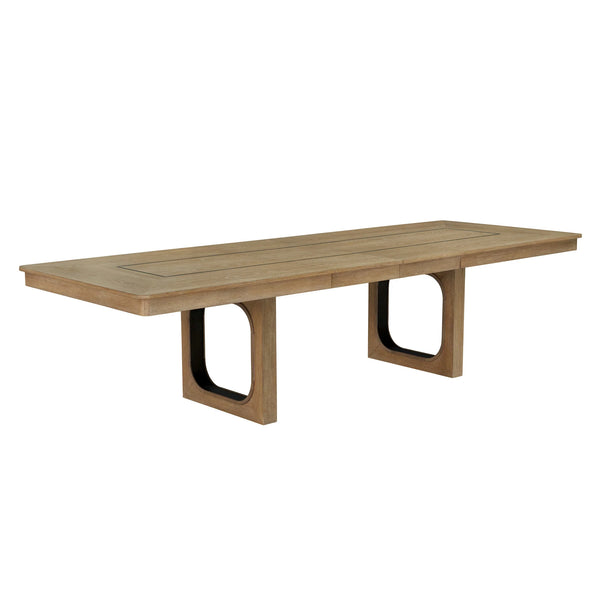 Escape - Dining Table Top With Two 18" Leaves - Glazed Natural Oak / Black Metal Trim