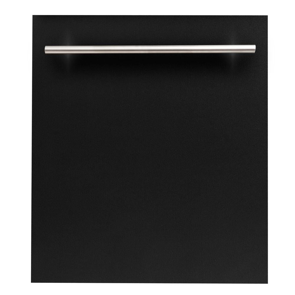 ZLINE 24 in. Black Matte Top Control Built-In Dishwasher with Stainless Steel Tub and Modern Style Handle, 52dBa