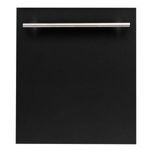 ZLINE 24 in. Black Matte Top Control Built-In Dishwasher with Stainless Steel Tub and Modern Style Handle, 52dBa